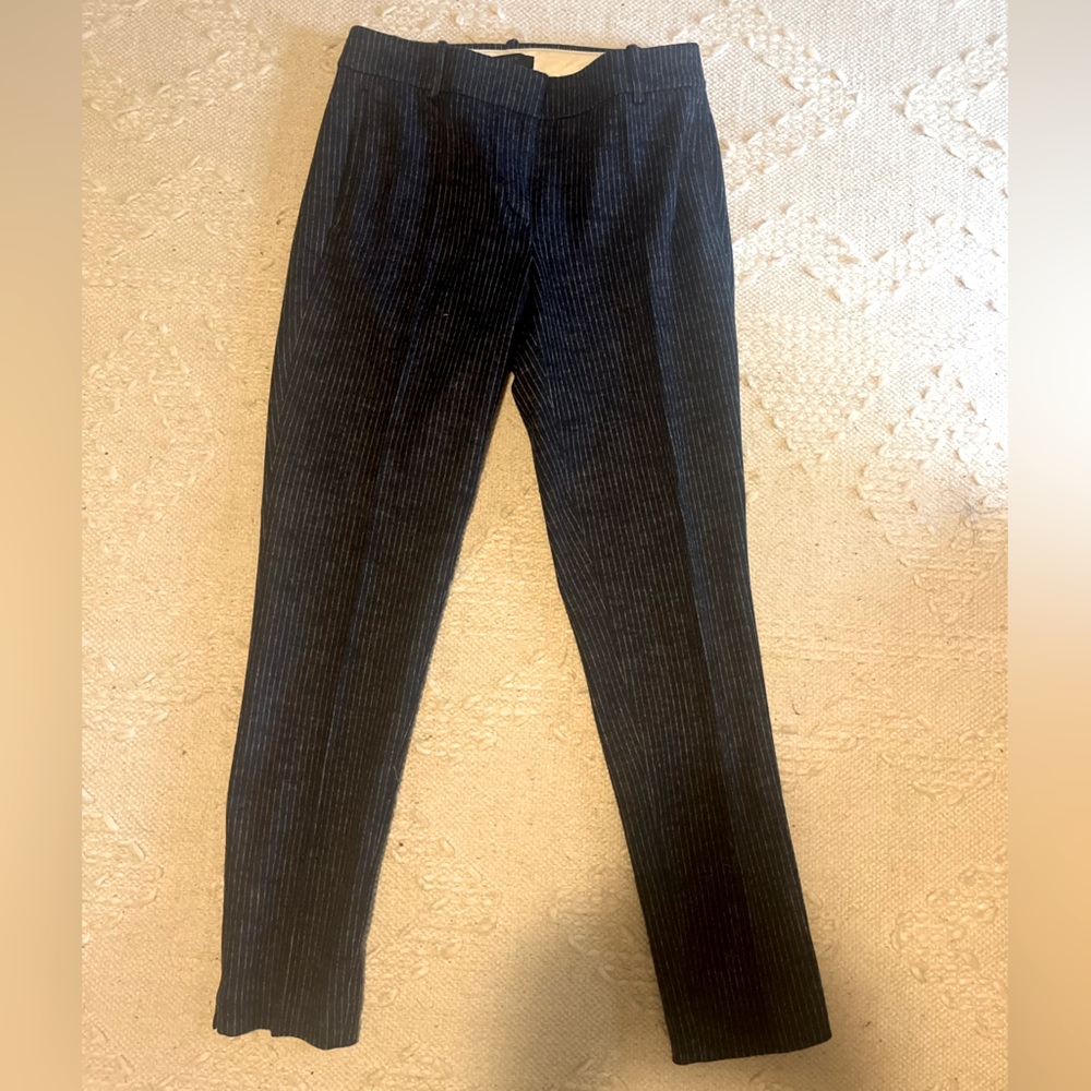 J. Crew tapered chalk stripe trouser. Size 2, navy